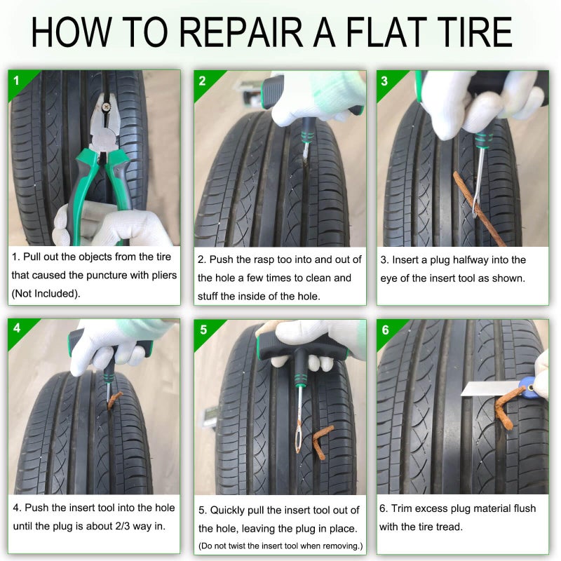 HolaKit Tire Plug Kit  13PCS Tire Repair Kit with Self-Vulcanizing Plugs  Ergonomic Oversized & Rubber-Grip T-Handle Tools  Flat Tire Puncture Repair Tools for Cars  Motorcycle  ATV  SUV  etc - Image 4